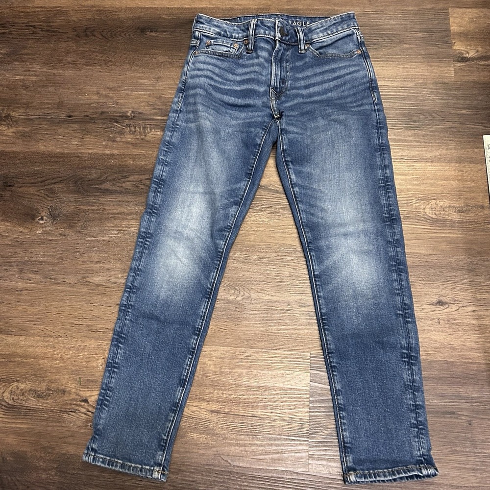 Men's 26 x 28 American Eagle Stretch Blue Jeans Airflex Straight Leg XS Short